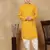 Mustard rayon floral kurta pajama for mens