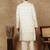 Cream silk blend floral kurta pajama for mens