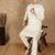 Cream silk blend floral kurta pajama for mens