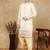 Beige silk blend embroidred kurta pajama for mens
