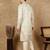 Beige silk blend embroidred kurta pajama for mens