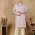 Mauve silk blend embroidred kurta pajama for mens