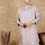Mauve silk blend embroidred kurta pajama for mens