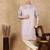 Mauve silk blend embroidred kurta pajama for mens