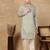Steel green silk blend embroidred kurta pajama for mens