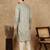 Steel green silk blend embroidred kurta pajama for mens