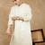 Cream silk blend embroidred kurta pajama for mens