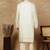 Cream silk blend embroidred kurta pajama for mens