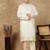 Cream silk blend embroidred kurta pajama for mens