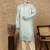 Green silk blend embroidred kurta pajama for mens