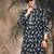 Deep blue silk embroidred kurta pajama for mens