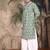 Green silk embroidred kurta pajama for mens