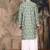 Green silk embroidred kurta pajama for mens