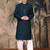 Blue silk blend thread work kurta pajama for mens