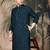 Blue silk blend thread work kurta pajama for mens