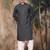 Grey silk blend thread work kurta pajama for mens