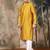 Mustard silk blend thread work kurta pajama for mens