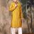 Mustard silk blend thread work kurta pajama for mens