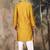 Mustard silk blend thread work kurta pajama for mens