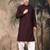 Maroon silk blend thread work kurta pajama for mens