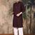 Maroon silk blend thread work kurta pajama for mens