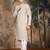 Beige silk blend thread work kurta pajama for mens