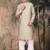 Deep beige silk blend thread work kurta pajama for mens