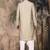 Deep beige silk blend thread work kurta pajama for mens