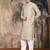 Deep beige silk blend thread work kurta pajama for mens