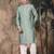 Green silk blend thread work kurta pajama for mens
