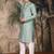 Green silk blend thread work kurta pajama for mens