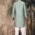 Green silk blend thread work kurta pajama for mens