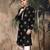 Black silk blend solid kurta pajama for mens