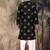 Black silk blend solid kurta pajama for mens