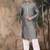 Grey silk blend solid kurta pajama for mens