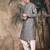 Grey silk blend solid kurta pajama for mens