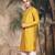 Mustard silk blend solid kurta pajama for mens