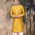 Mustard silk blend solid kurta pajama for mens