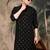 Black silk blend solid kurta pajama for mens