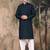 Blue silk blend solid kurta pajama for mens