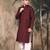 Maroon silk blend solid kurta pajama for mens