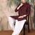 Maroon silk blend solid kurta pajama for mens