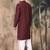 Maroon silk blend solid kurta pajama for mens