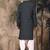 Teal blue silk blend solid kurta pajama for mens