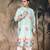 Sea green cotton floral kurta pajama for mens