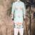 Sea green cotton floral kurta pajama for mens