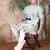 Sea green cotton floral kurta pajama for mens