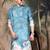 Blue cotton floral kurta pajama for mens