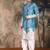 Blue cotton floral kurta pajama for mens