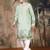 Green cotton floral kurta pajama for mens